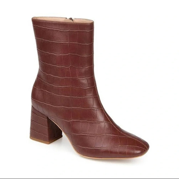Journee Collection Shoes - TREVI BOOTIE Dark Brown Croc Boot Journee Collection